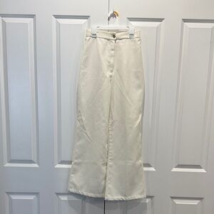 Elegant Cream Wide-Leg Pants